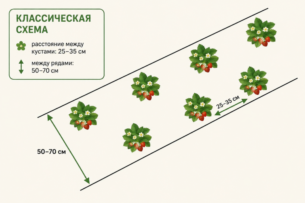 Классическая схема посадки клубники